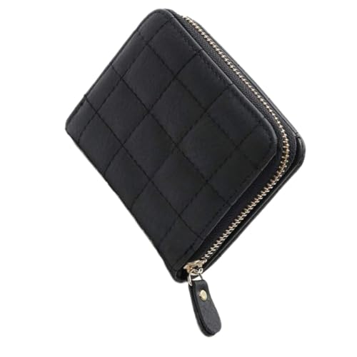 NOLITOY Mini Geldbörse PU mit Gesticktem Quadratdesign Kompakte Münztasche für Damen und Herren Praktische Wechselgeldbörse aus Kunstmaterial als Geschenk Schwarz von NOLITOY