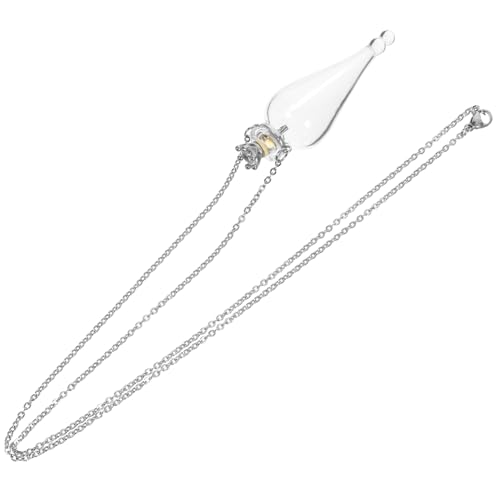 NOLITOY Mini Glasflasche Halskette mit Korkstopfen und Edelstahlkette Kleines Dekoratives Fläschchen für DIY Schmuck und Wunscherfüllung aus Robustem Material als Geschenk und von NOLITOY