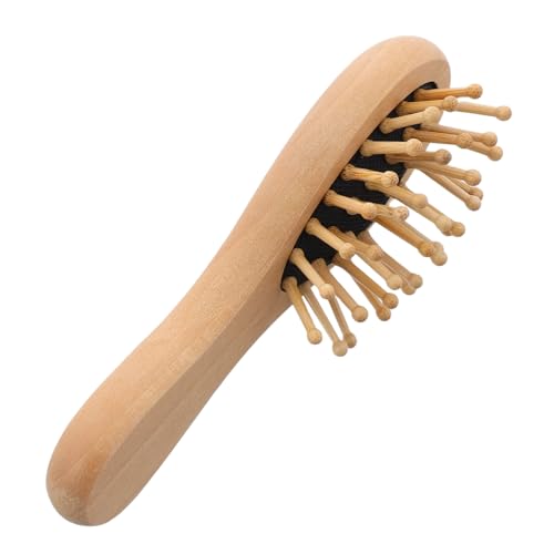 NOLITOY Mini Holz Bürste Mit Massagefunktion Tragbare Haarbürste Für Männer Und Frauen Zum Entwirren Von Dickem Lockigem Und Langem Haar Fördert Die Kopfhautentspannung von NOLITOY