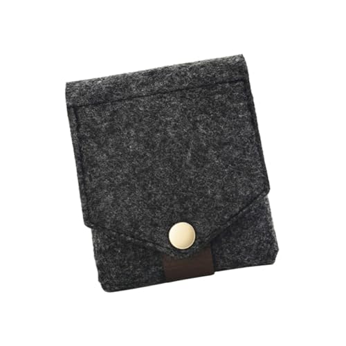 NOLITOY Mini Kosmetiktasche aus Filz mit Spiegel und Druckknopf Tragbare Schminktasche für Lippenstift Kompakte Makeup Tasche in Dunkelgrau Praktischer Organizer für Unterwegs von NOLITOY