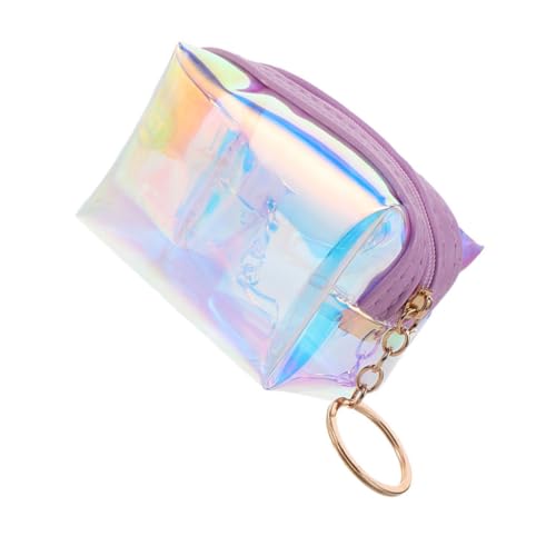 NOLITOY Mini Münzgeldbörse Damen Transparent Holografisch Kleine Schlüsselanhänger Geldbörse Mädchen Portemonnaie Praktisch Vielseitig von NOLITOY
