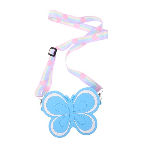 NOLITOY Mini Schmetterling Silikon Geldbörse Mädchen Kleine Umhängetasche Niedlich Kompakt Crossbody Tasche Blau Süßes Accessoire Für Mädchen von NOLITOY