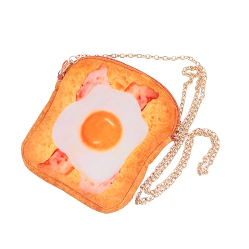 NOLITOY Mini Umhängetasche Toastform mit Kette Modische Crossbody Bag für Handy Schlüssel und Münzen Große Kapazität Vielseitige Stofftasche im Frühstücksdesign Trendiges Geschenk für von NOLITOY