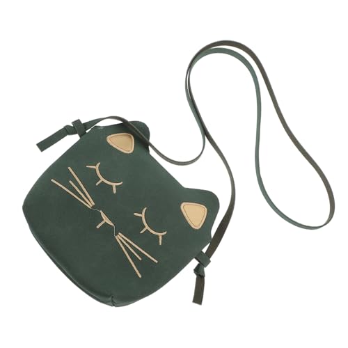 NOLITOY Mini Umhängetasche für Mädchen PU Material Süße Katzenform Niedliche Crossbody Tasche Leicht Tragbar Modisch Praktisch für Kleinkinder und Junge Mädchen Alltagstasche Grün von NOLITOY