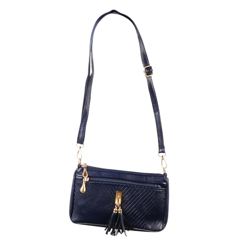 NOLITOY Moderne Damen Umhängetasche aus PU mit Stilvollem Tassel Design Kleine Schultertasche für Alltag Arbeit Shopping und Reisen Attraktive Crossbody Bag in Blau von NOLITOY