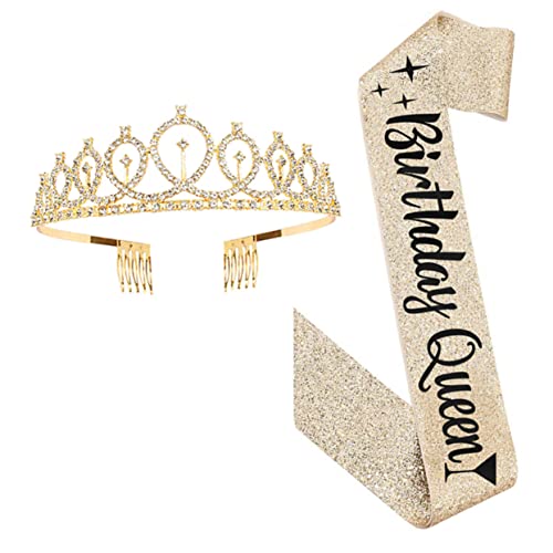 NOLITOY Modisches Partyzubehör Für Geburtstage Kronen-schärpen-set Schultergurt Dekorativer Etikette-gürtel von NOLITOY