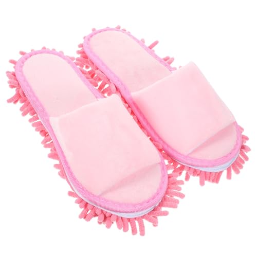 NOLITOY Mop Slippers mit Schneerillen Sohle Praktische Reinigungs Hausschuhe für Damen und Herren Offene Zehen Rutschfest Angenehm Vielseitig Einsetzbar für Staubfreie Böden im Haushalt von NOLITOY