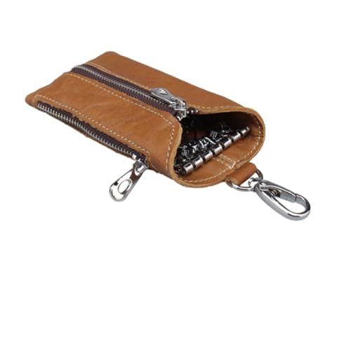 NOLITOY Multifunktionale Herren Damen Schlüsseltasche mit Reißverschluss Münzfach Karabiner Schlüsselmäppchen Strapazierfähiges Autoschlüssel Etui Gürtelanhänger Gelb von NOLITOY