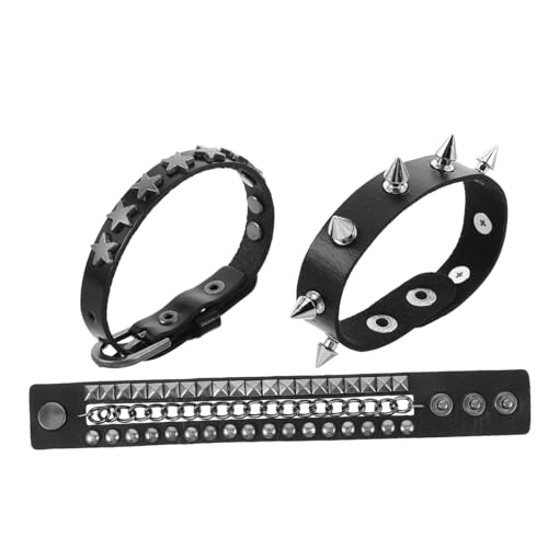 NOLITOY Multilagiges Punk Armband Herren Damen Mehrlagiges Fake Leather Armband mit Nieten Robustes Stylisches Wickelarmband Vielseitiges Gothic Accessoire für Festivals und Alltag von NOLITOY