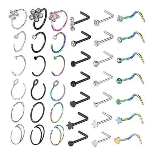 NOLITOY Nasenpiercing Schmuck Edelstahl Nasenringe und Stecker für Damen Herren Elegantes Teiliges Einfach zu Öffnen Schließen Modisches Accessoire für Alltag und Party NOLITOY Nasenpiercing Schmuck Edelstahl Nasenringe und Stecker für Damen Herren Elegantes Teiliges Einfach zu Öffnen Schließen Modisches Accessoire für Alltag und Party von NOLITOY