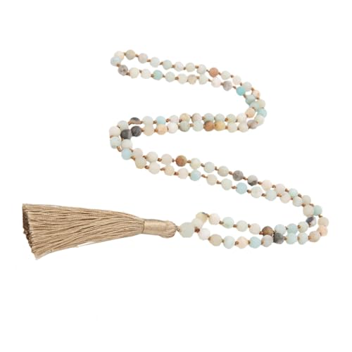 NOLITOY Natürliche Halbedelstein Perlen Halskette Perlen Handgeknotet Vielseitige Schmuck Perlenkette Chic Halsanhänger für Damen Geschenk und Party von NOLITOY