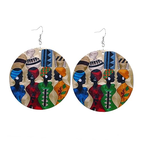 NOLITOY Natürliche Holz Ohrringe Damen Leicht Geometrisch Afrikanische Holzohrringe Handgefertigt Hautfreundlich Schmuck von NOLITOY