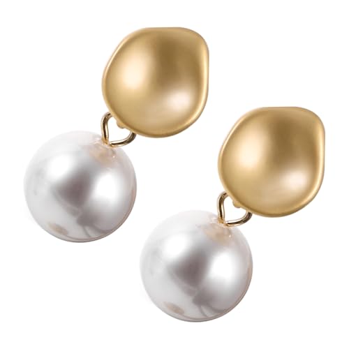 NOLITOY Natürliche Perlen Ohrstecker Damen Elegant Seidenmatt Barock Stil Leichte Schmuckstücke für Alltag und von NOLITOY