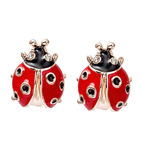 NOLITOY Niedliche Marienkäfer Ohrstecker mit Funkelnden Strasssteinen Allergiefreundliches Legierungsmaterial Schlichte Damen Ohrringe Perfektes für Frauen Modisches Accessoire für Alltag von NOLITOY