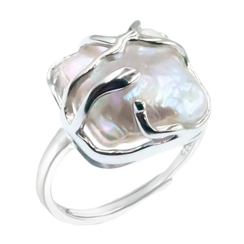 NOLITOY Offener Damenring mit Unregelmäßiger Öffnung Moderner Eleganter Perlenring Verstellbarer Wraparound Fingerring für Damen Leichter Schmuck für Indexfinger Einzigartiges Design von NOLITOY