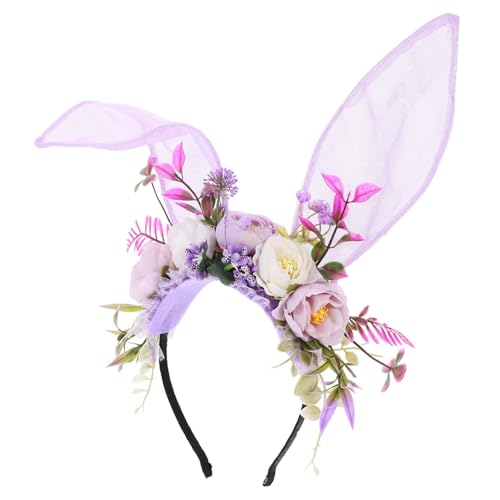 NOLITOY Osterhasenohren-Stirnband Mit Blumenmuster Hasenohren-Stirnband Blumenkostüm Cosplay-Haarband Tierhaarband Niedlicher Haarschmuck Für Frauen Kinder Mädchen von NOLITOY