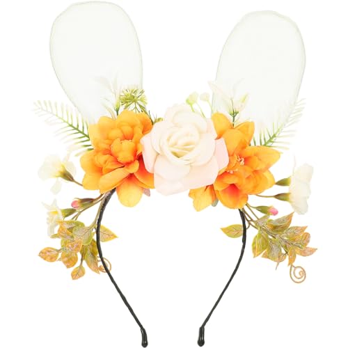 NOLITOY Ostern Blumen Hasenohren Stirnband Frühlingsblume Fee Kaninchen Haarband Dekoratives Tierohren Stirnband Hochzeit Party Geburtstag Versorgung Für Frauen Mädchen von NOLITOY