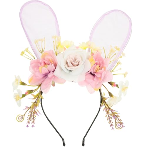 NOLITOY Ostern Blumen Hasenohren Stirnband Frühlingsblume Fee Kaninchen Haarband Dekoratives Tierohren Stirnband Hochzeit Party Geburtstag Versorgung Für Frauen Mädchen von NOLITOY