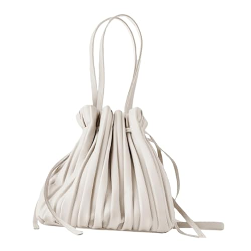 NOLITOY PU Damentasche Weiß Faltenzug Beuteltasche Schultertasche Alltags Handtasche Für Damen Freizeit Einkauf von NOLITOY
