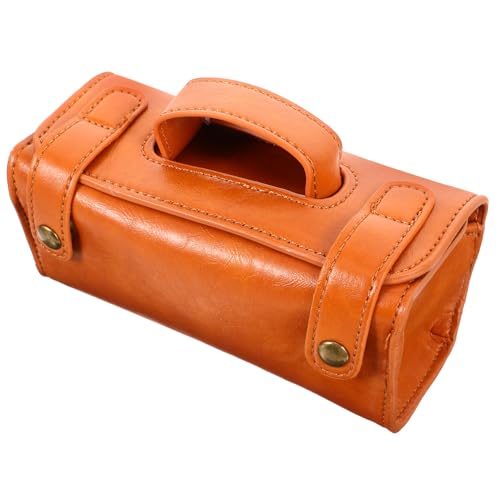 NOLITOY PU Leder Rasierer Reiseetui Großes Fassungsvermögen Herren Kulturbeutel mit Mehreren Fächern für Rasierer und Toilettenartikel Tragbare Aufbewahrungstasche Braun von NOLITOY