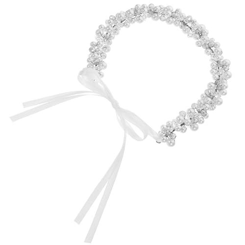 NOLITOY Perlen-Braut-Stirnband Strass-Haarbänder Glitzerndes Perlen-Stirnband Haarreifen Hochzeits-Stirnband Perlen-Haar-Accessoires Für Frauen Und Mädchen Silber von NOLITOY