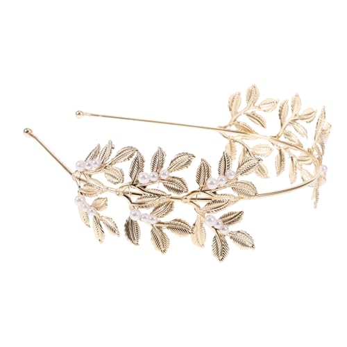 NOLITOY Perlen Haarreif Braut Damen Goldfarbenes Design Modischer Haarschmuck für Hochzeiten und Partys Dekoratives Stirnband für Blumenmädchen und Festliche Anlässe von NOLITOY
