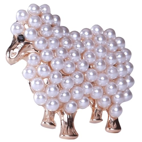 NOLITOY Perlen Schaf Brosche aus Metalllegierung Modische Tier Anstecknadel für Damen Vielseitiges Schmuckstück für Kleidung Schals und Hüte bei Partys und Alltag Langlebig und Elegant von NOLITOY