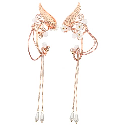 NOLITOY Perlen Tassel Ear Damen Ohrclips Langlebig Modisch Non Piercing Schmuck Geeignet für Party Alltag Cosplay von NOLITOY