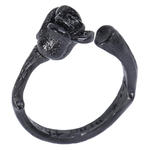 NOLITOY Personalisierter Damenring aus Kupfer Verstellbarer Schwarzer Ring Kreativer Offener Dornring Leichter und Langlebiger Modeschmuck für Frauen Perfektes für Freunde und von NOLITOY