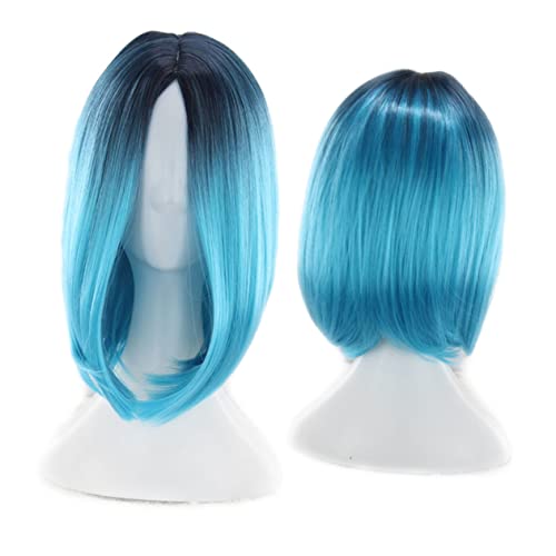 NOLITOY Farbverlaufs-bob-perücke Für Damen Cosplay Kunsthaar Kurze Glatte Perücke Mit Spitze Hochtemperatur-bob-haar Blau Verlauf NOLITOY Farbverlaufs-bob-perücke Für Damen Cosplay Kunsthaar Kurze Glatte Perücke Mit Spitze Hochtemperatur-bob-haar Blau Verlauf von NOLITOY