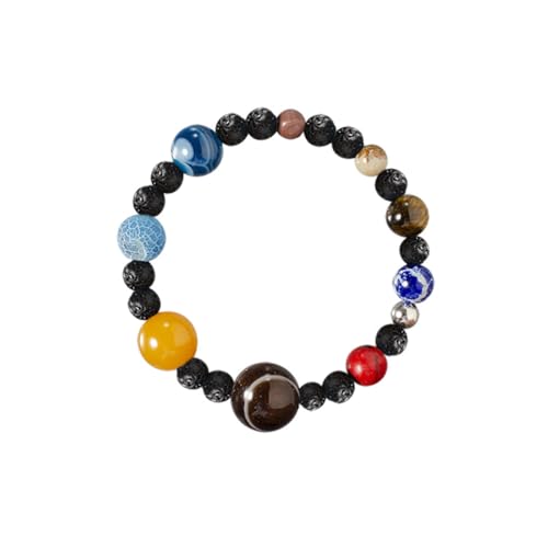 NOLITOY Planetenarmband aus Elastischem Naturstein Modisches Unisex bangle für Damen und Herren Kreatives Schmuckstück Passend zu Jedem Anlass Geschenk für Geburtstag und Feiertage von NOLITOY