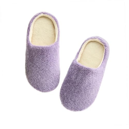 NOLITOY Plüsch Hausschuhe Unisex Warm Futter Baumwolle Gepolstert Rutschfest Leicht Silent Indoor Slippers Für Damen Herren Winter Pantoffeln von NOLITOY