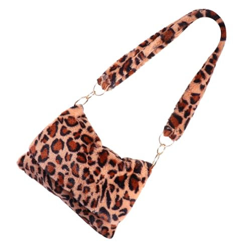 NOLITOY Plüschige Leoparden umhängetasche Damen Modisch Weiche Schultertasche für Alltag und Freizeit Vielseitig Einsetzbar Langlebig Angenehm zu Tragen von NOLITOY