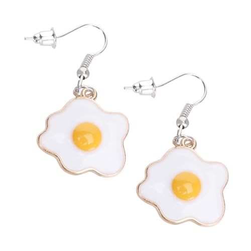 NOLITOY Poached Egg Ohrhänger Damen Ohrringe mit Buntem Emaille Ei Charm Süße Hängende Ohrstecker für Mädchen Modischer Schmuck Passend zu Verschiedenen Outfits für Freundinnen von NOLITOY