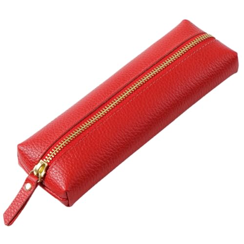 NOLITOY Praktisches Federmäppchen mit Reißverschluss Rotes Stiftetui aus Langlebigem Material Kompakte Federtasche für Schule Büro Reise Geeignet für Stifte Lineal Münzen und Kleine von NOLITOY