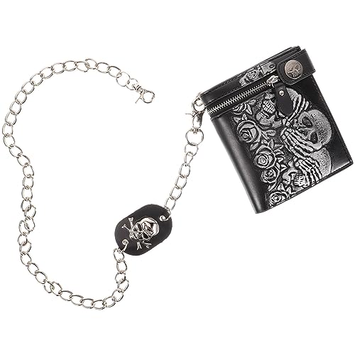 NOLITOY Punk-geldbörse Geldbörse Mit Totenkopf Skelett Geldbörse Biker-geldbörse Geldbörse Im Punk-Stil Kette Geldbörse Halloween-Clutch Gothic-geldbörse Männer Und Frauen Leder Die Kette von NOLITOY