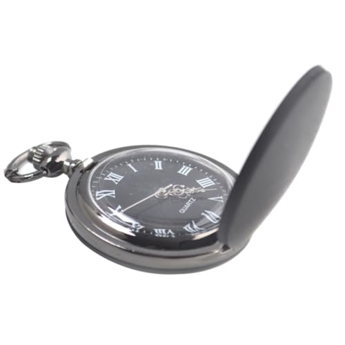 NOLITOY Quarz Taschenuhr Mattierte Tragbare Uhr für Herren und Damen Schwarze Vintage Uhr Kompaktes Design von NOLITOY