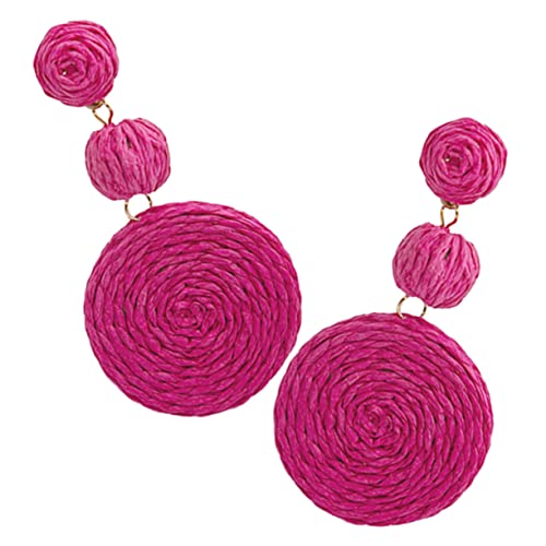 NOLITOY Raffia Ohrringe Damen Boho Stil Handgefertigt Leicht Strand Schmuck Sommerurlaub Accessoire Statement Creolen für Frauen und Mädchen von NOLITOY
