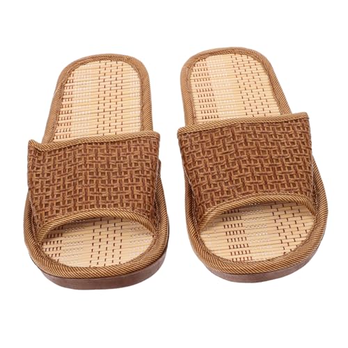 NOLITOY Rattan Slippers Damen Sommer Hausschuhe Leicht Geflochtene Flache Sohle Atmungsaktiv Rutschfest Für Zuhause Und Dusche von NOLITOY