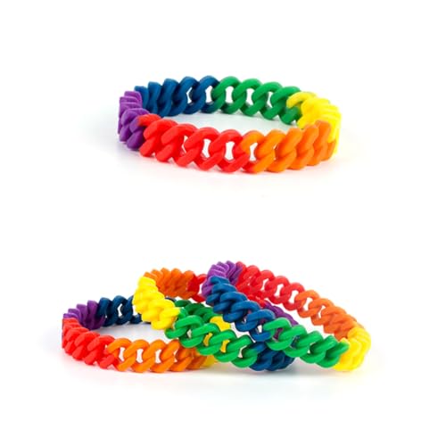NOLITOY Regenbogenfarben Armband Aus Silikon Regenbogen Armreif Für Mädchen Frauen Und Männer Buntes Gliederarmband Zum Kombinieren Und Tragen NOLITOY Regenbogenfarben Armband Aus Silikon Regenbogen Armreif Für Mädchen Frauen Und Männer Buntes Gliederarmband Zum Kombinieren Und Tragen von NOLITOY