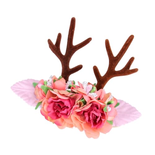 NOLITOY Reindeer Antlers Haarband Mit Blumen Für Mädchen Stilvolle Weihnachts Und Cosplay-accessoire Dehnbar Für Partys Und Besondere Anlässe von NOLITOY