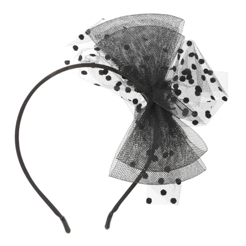 NOLITOY Retro Damen Haarband mit Großem Netzspitzen schleifen design Stylisches Schwarzes Haarschmuck accessoire für Party Engagement und Alltag Langlebiges Feines Material von NOLITOY