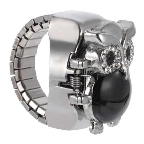 NOLITOY Retro Fingeruhr Eulenmotiv Elastischer Ringuhr Schmuckuhr Kleine Dekorative Armbanduhr Damen Zubehör von NOLITOY