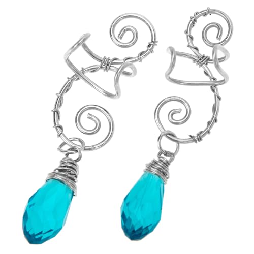 NOLITOY Retro Ohrclips Damen Ohrschmuck mit funkelndem Anhänger Elegante Ear Bone Clips ohne Ohrlöcher Handgefertigte Vintage Elfen Ohrdekoration für Besonderen Look von NOLITOY