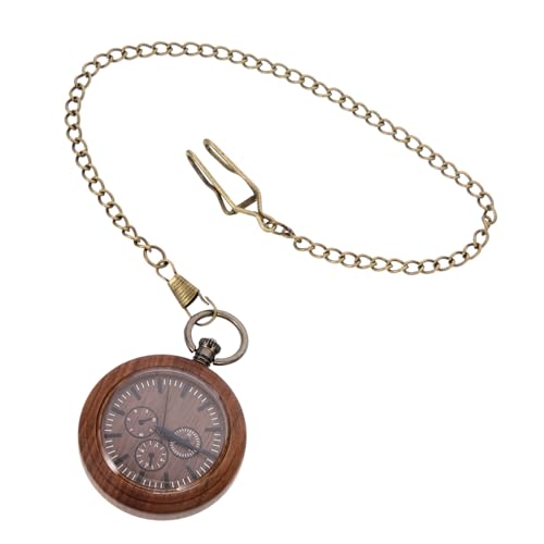 NOLITOY Holzuhr Taschenuhr Herren-Retro Mit Kette Batteriebetrieben Zum Tragen Und Dekorieren Robust Und Elegant von NOLITOY
