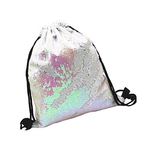 NOLITOY Reversible Sequin Drawstring Backpack Strapazierfähigem Polyester Sporttasche für Damen und Schule Vielseitiger Kordelzugbeutel als und Aufbewahrungstasche von NOLITOY