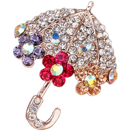 NOLITOY Rhinestone Brosche mit Regenschirm Design Metall Anstecknadel für Kleidung Eleganter Schmuck für Damen Vielseitig für Pullover Schals Hüte Geschenkidee zu Geburtstag und Festen von NOLITOY