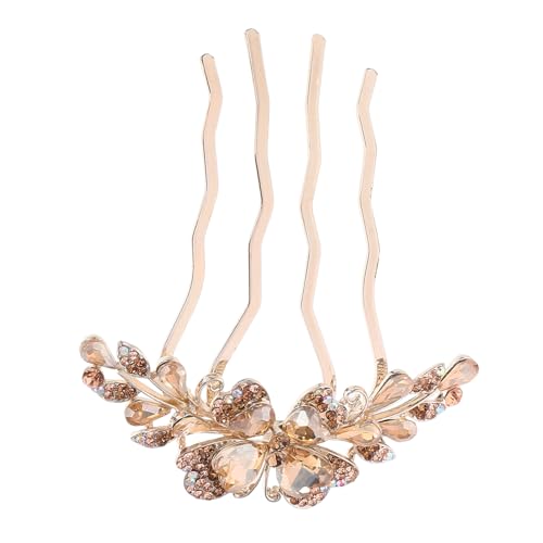 NOLITOY Rhinestone Haarkamm Champagner Zahn Haarclip für Mädchen Damen Hochzeit Brautschmuck Leicht Einfach zu Befestigen Vielseitig für Dünnes Dickes Haar Geeignet von NOLITOY