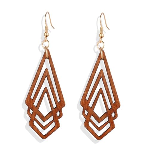 NOLITOY Rhombus Holzohrringe Hollow Out Geometrisch Vintage Ohrhänger Damen Baumelnde Ohrringe Modisch Langlebig für Alltag Party Hochzeit NOLITOY Rhombus Holzohrringe Hollow Out Geometrisch Vintage Ohrhänger Damen Baumelnde Ohrringe Modisch Langlebig für Alltag Party Hochzeit von NOLITOY