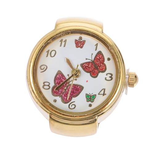 NOLITOY Ringuhr Damen Schmuck Ring Uhr mit Schmetterling Verzierung Kreativer Metallring Zeitmesser Verstellbar Elegantes für Familie und Freunde von NOLITOY